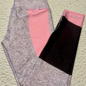 Pink and black color-block leggings. One size fits most.
